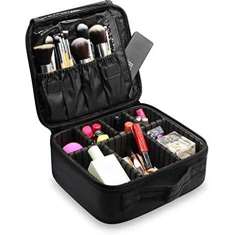 Seagull flight of fashion Cosmetic Bag, Makeup Organizer Bag for Home & Travel,Vanity Bag with Dividers for Brushes,Toiletries, Cosmetics 26 x 23 x 9 cm - Rainbow Design PU (Grey)
