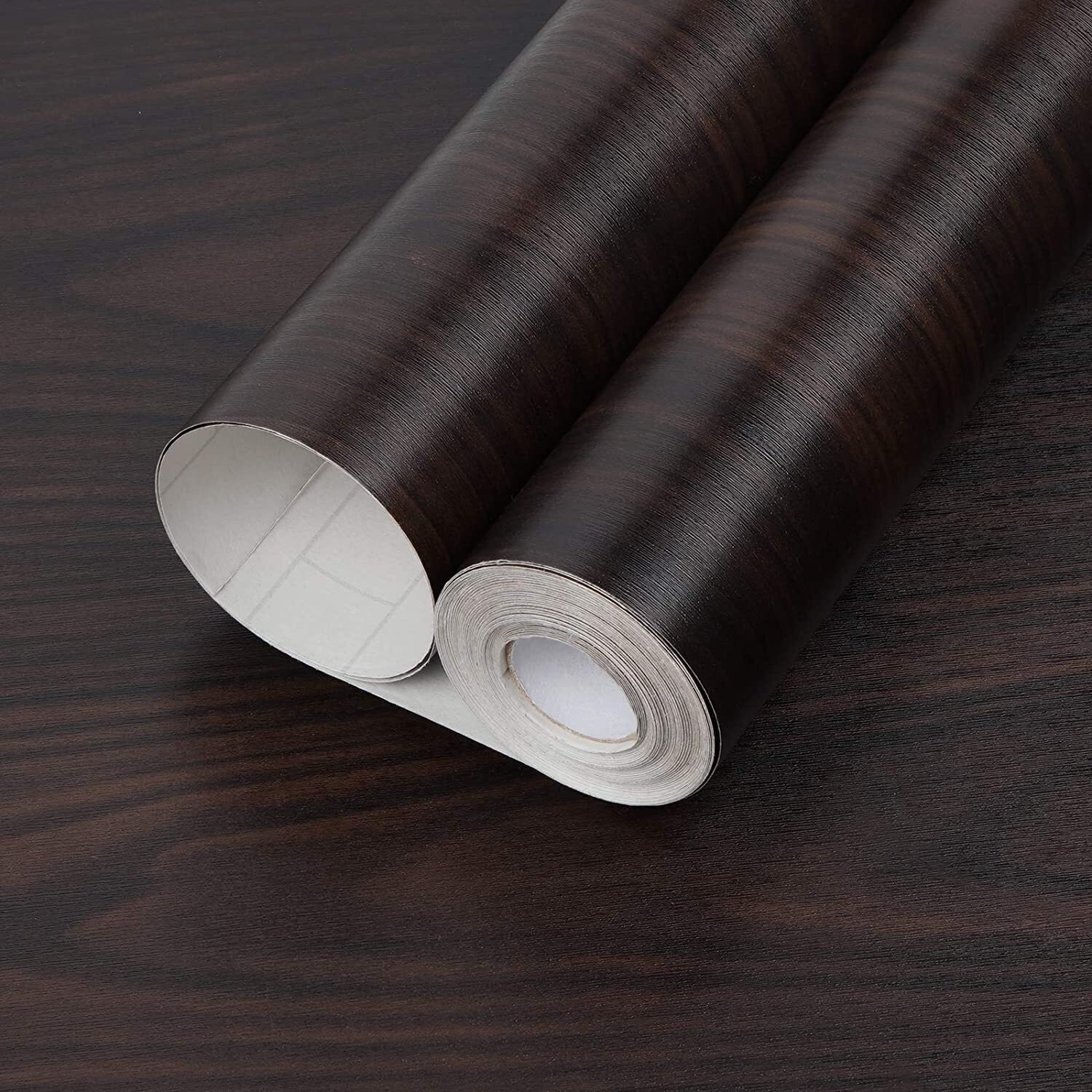 Elton DIY Wall Paper/Wall Sticker Self Adhesive Wooden Wallpaper For Walls Living Room Bed Room Decoration Interior Exterior Easily Removable Furniture Make Over Dark Brown Mahogany(45x500cm)