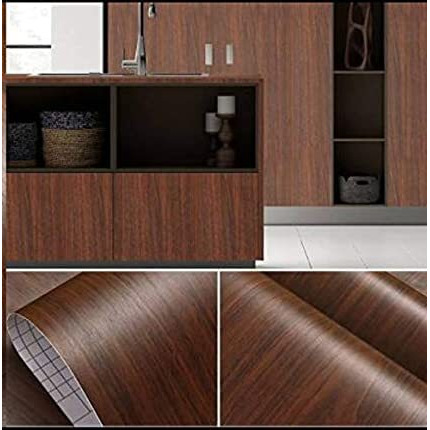 Elton DIY Wall Paper/Wall Sticker Self Adhesive Wooden Wallpaper For Walls Living Room Bed Room Decoration Interior Exterior Easily Removable Furniture Make Over Dark Brown Mahogany(45x500cm)