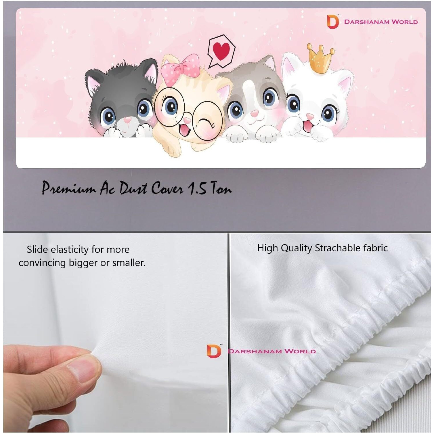 DARSHANAM WORLD Polyester Beatiful Designer Ac Cover For 1.5 Ton/ Printed Air Conditioning Dust Cover Folding Design Cover For Indoor And All Type Ac Split Cover(97 X 31 X 21.5Cm)