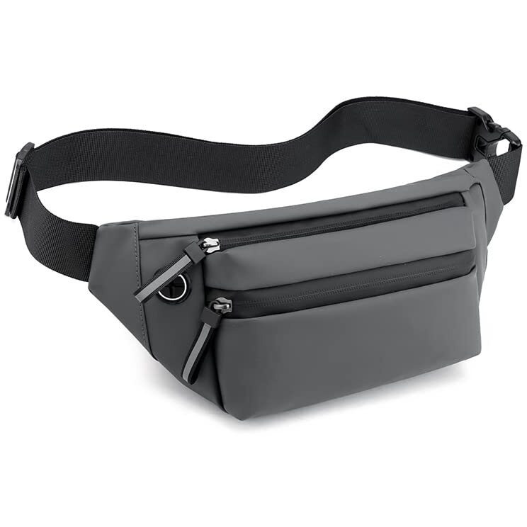 Ketmart Waist Pack Travel Handy Hiking Zip Pouch Document Money Phone Belt Sport Bag for Men and Women and Adult Leather (Grey)