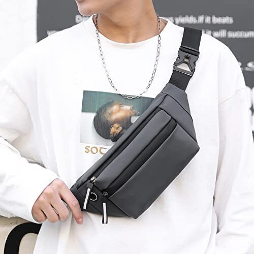 Ketmart Waist Pack Travel Handy Hiking Zip Pouch Document Money Phone Belt Sport Bag for Men and Women and Adult Leather (Grey)