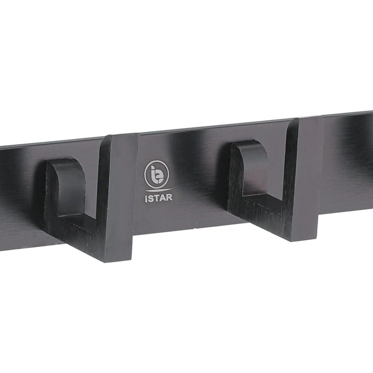 iSTAR 5 Pin Bathroom Cloth Hooks Hanger Door Wall Bedroom Bathroom Robe Hooks Rail for Hanging Keys,Clothes,Towel Steel Hook (Pack of 3, Black)