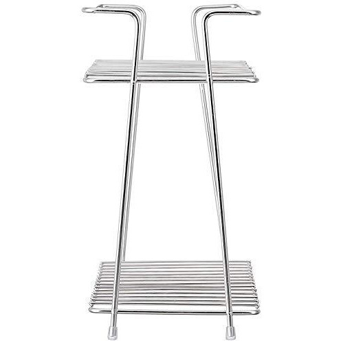 Cri8Hub Stainless Steel Kitchen Rack, Stand, Organizer & Space Saver, 2-Tier Trolley Basket For Boxes Utensils Dishes Plates For Home (Floor Type Self), Countertop, Tabletop, Tiered Shelf