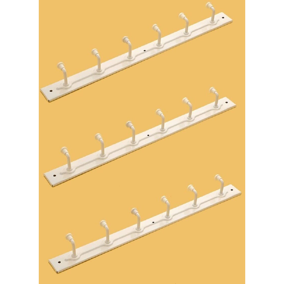 iSTAR 6 Pin Cloth Hanger Wall Mounted Door Mounted Bathroom Cloth Hanger,Coth Wall Hook,Door Hooks Rail for Hanging Keys,Clothes,Towel Hanger (Pack of 3), Iron, Ivory