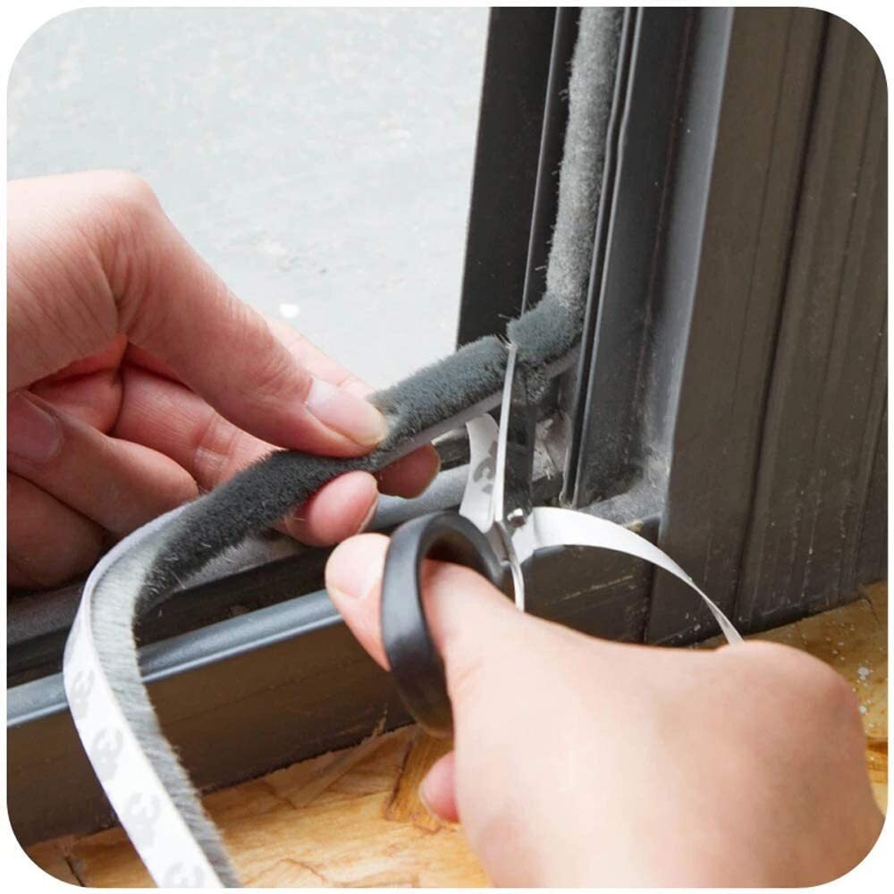 Volo Weather Stripping Brush for Sliding Windows/Doors Frame Side,Pile Self Adhesive Weatherstrip Seal Strip Sealer Draft Stoppers (16.5ft(5m), Grey)