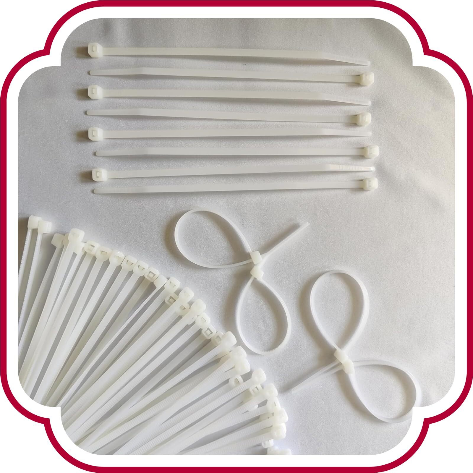 SHIVANSH TECHNOLOGY Teeth Grip Nylon Self Locking Zip Cable Ties,White(600 mm x7.6 mm,24  inch,Pack of 100)Multi-Purpose Heavy Duty Cord Management Ties,Plastic Ties for Home,Office,Garden,Workshop.