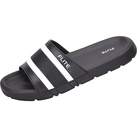 FLITE Men Slippers/Men s Slides/Men s Flip Flop/Daily Use Slide (BLACK, numeric_9)
