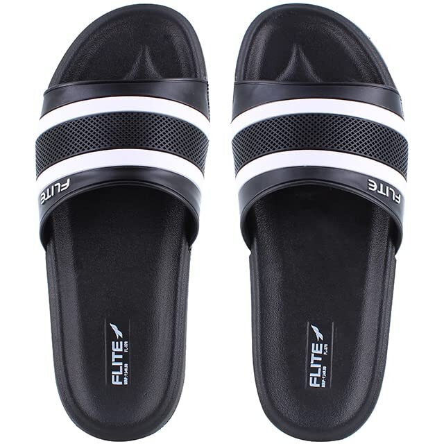 FLITE Men Slippers/Men s Slides/Men s Flip Flop/Daily Use Slide (BLACK, numeric_9)