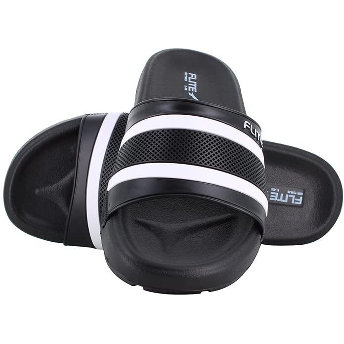 FLITE Men Slippers/Men s Slides/Men s Flip Flop/Daily Use Slide (BLACK, numeric_9)