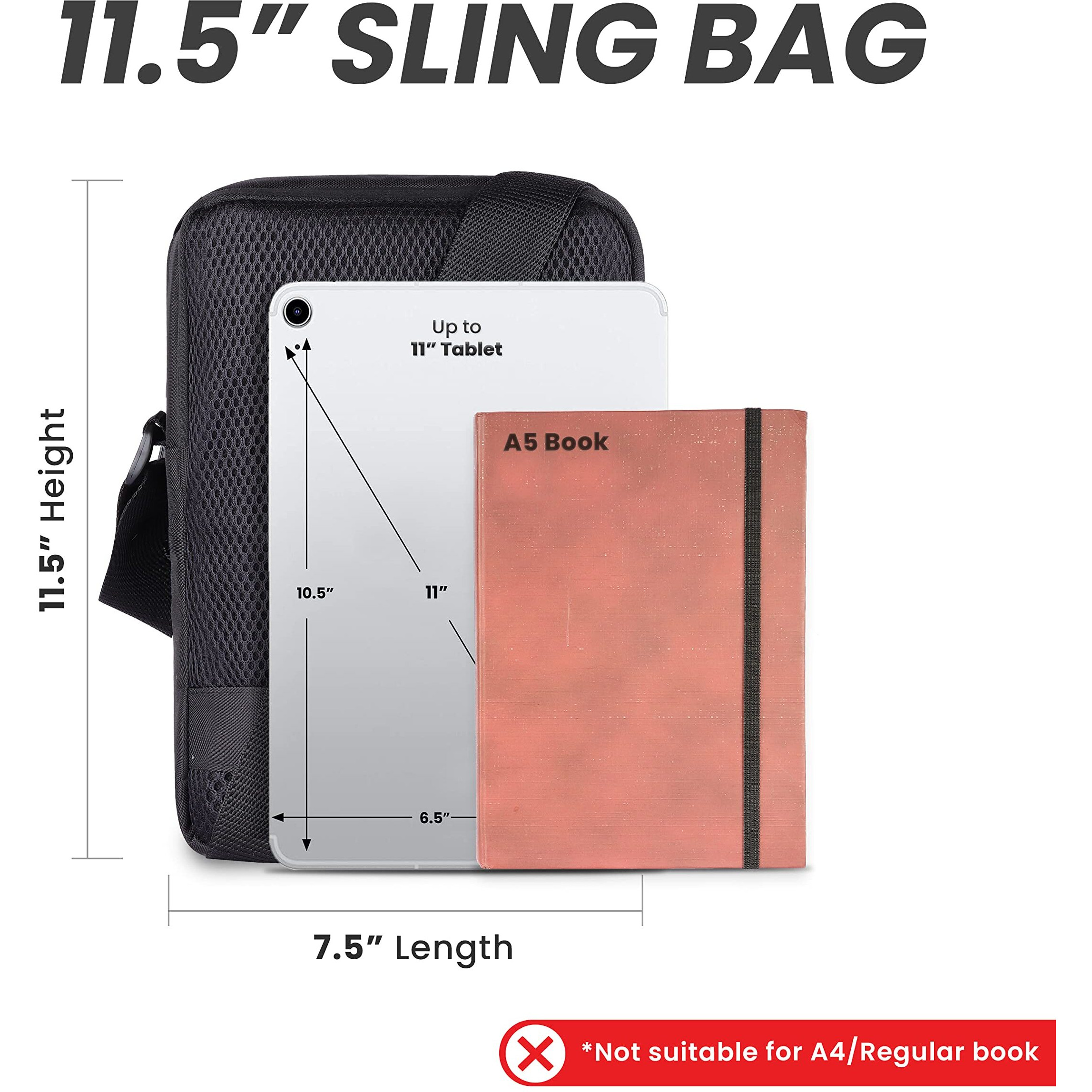 CRALOFT VoyagerValise Polyester Side Sling Bag 11.5 Inch/Travel Bag for Men And Women, With Hideable Water-Bottle Pocket & Key Retractor (S4, Black)
