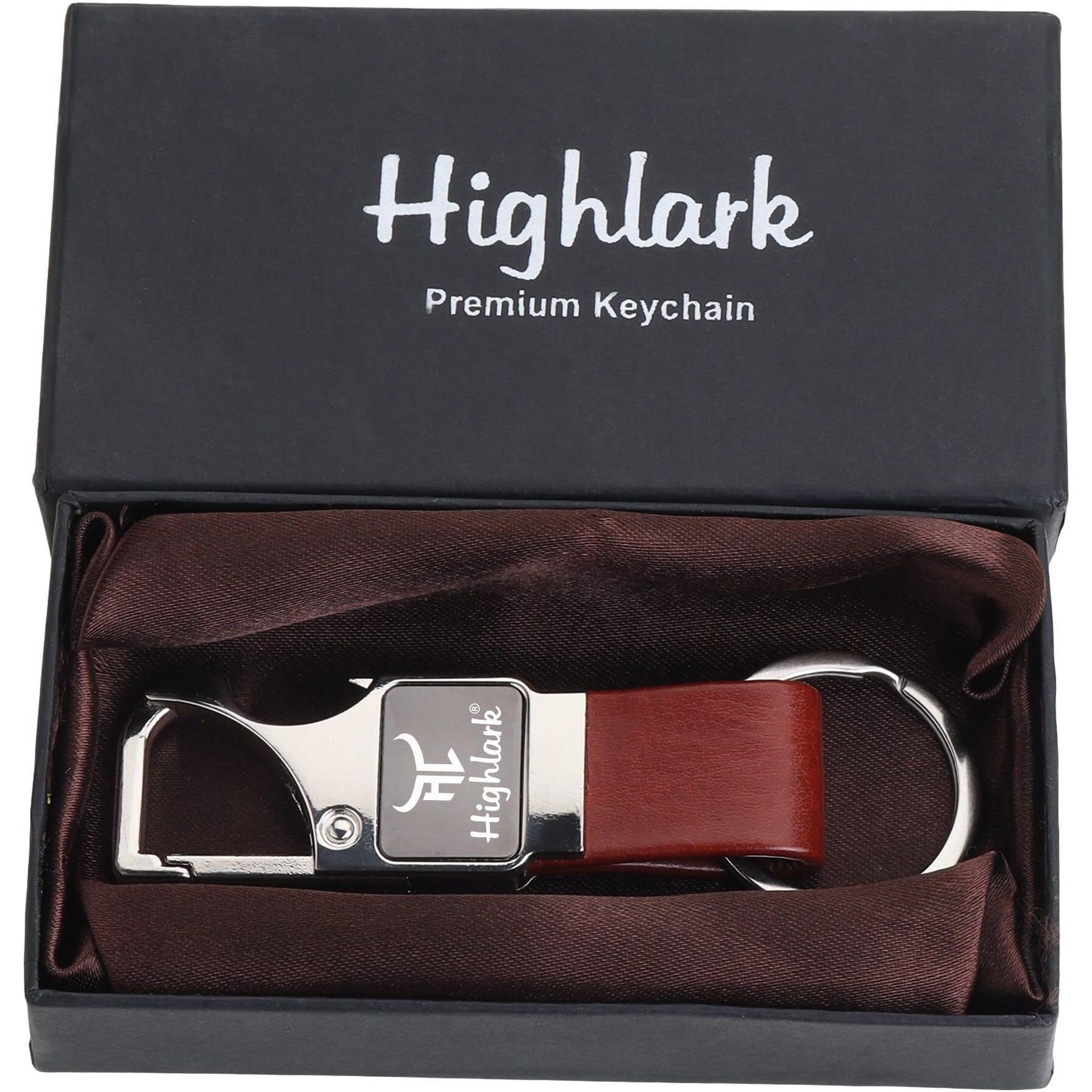 Highlark Premium And Stylish Metal Keychain | Key Ring Hook | Key Chain For Home, Office, Car & Bike | Heavy Duty Key Chain For Men & Women, Brown