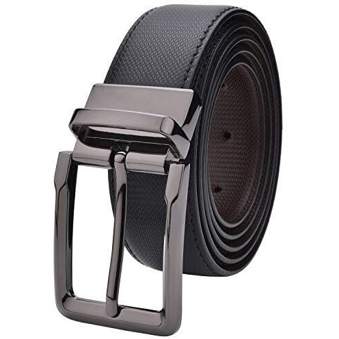 Labnoft Men s Pu Leather Reversible Belt (Black, BELT-005-XL)