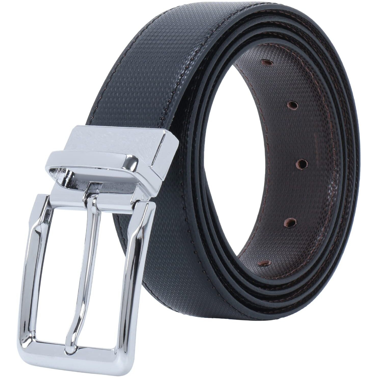 Labnoft Men s PU Leather Reversible Belt (Black, BELT-007-XL)