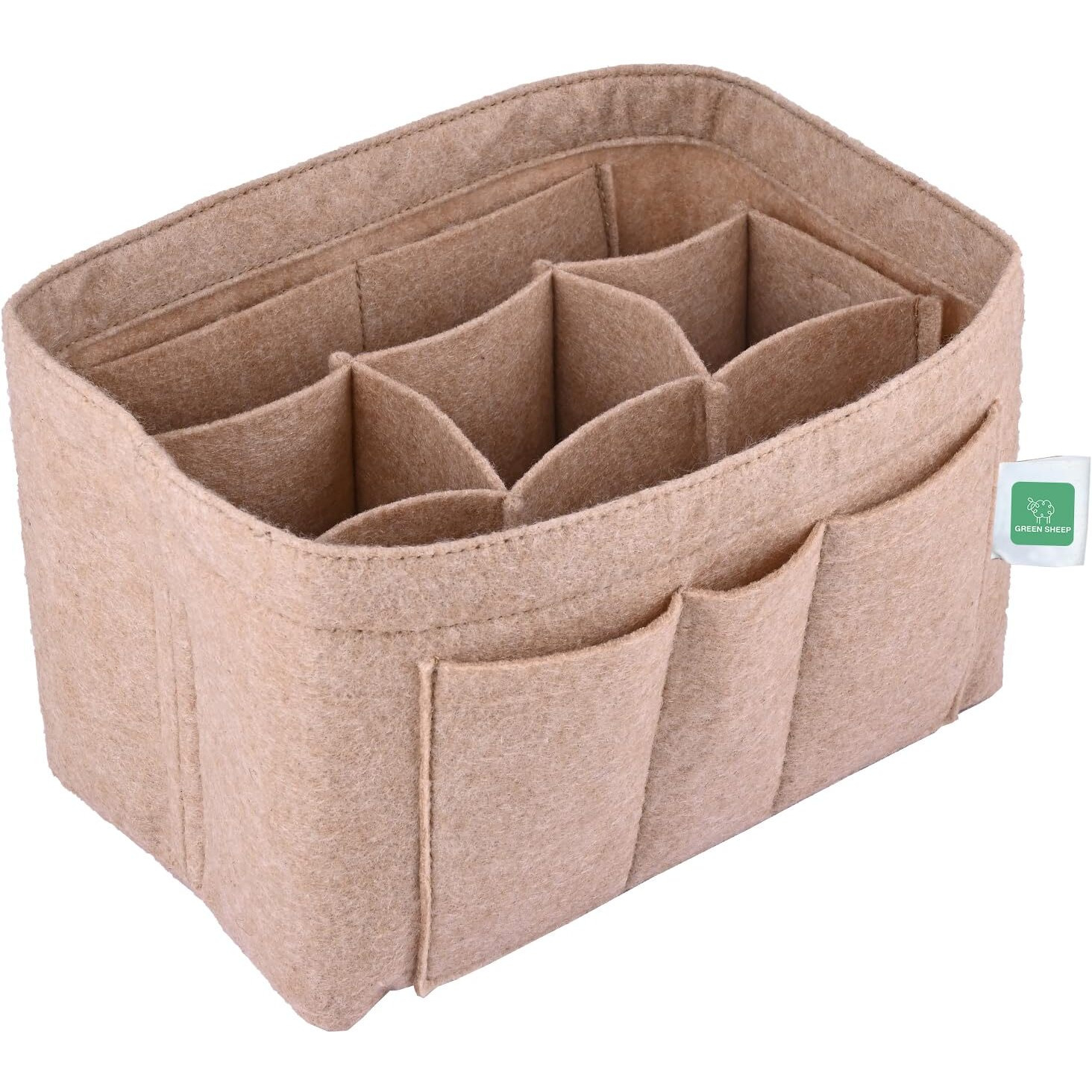 GREENSHEEP Women Felt Purse Organizer Storage Bag for Ladies Handbag Tote Bag Glasses Keys- (Beige, Small, 8.85x4.5x5.5 inch)