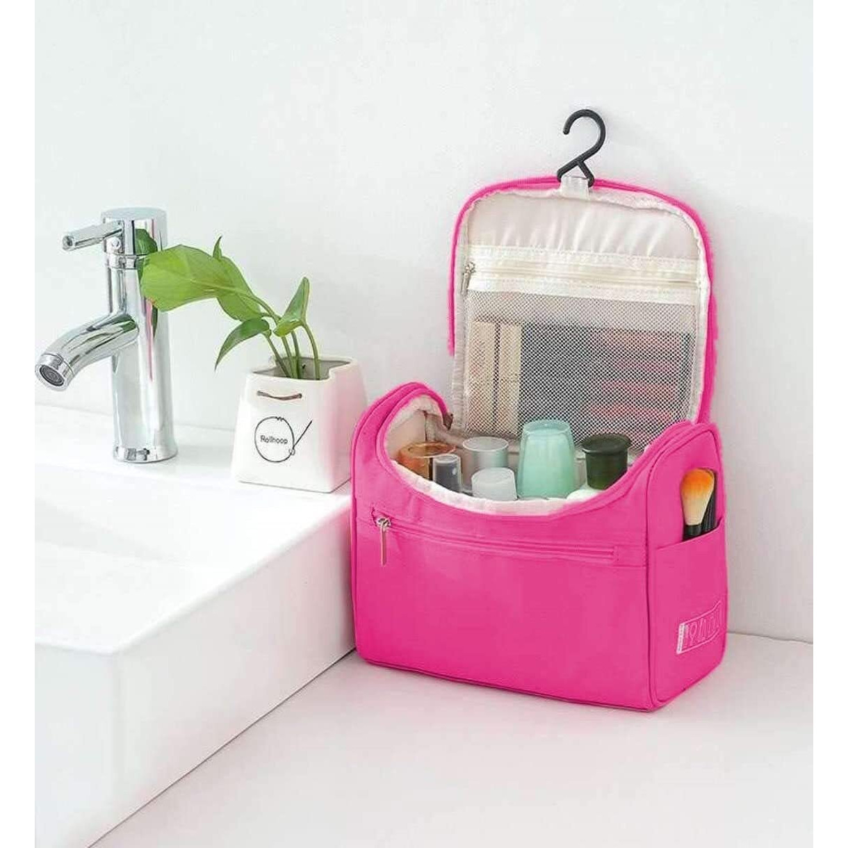 Rabbonix Cosmetic Makeup Organizer Toiletry Bag for Women & Men | Pink | Pack of 01