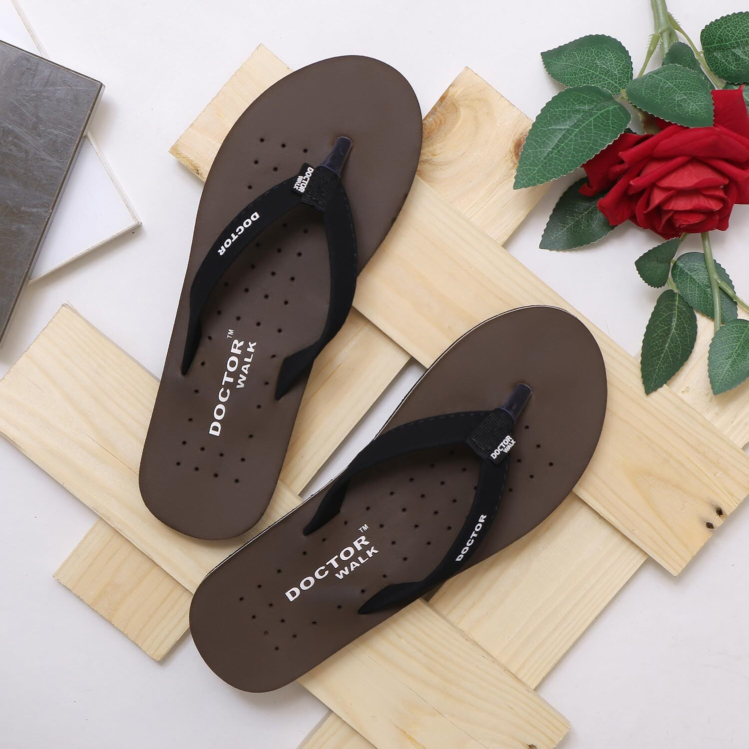 Doctor Walk Flip Flop for Women | Soft Comfortable | Breathable | Fashionable | Stylish | Trendy | Super soft | Lightweight | Anti-Slip Sole | Indoor & Outdoor | (DW-01) (Brown-04)