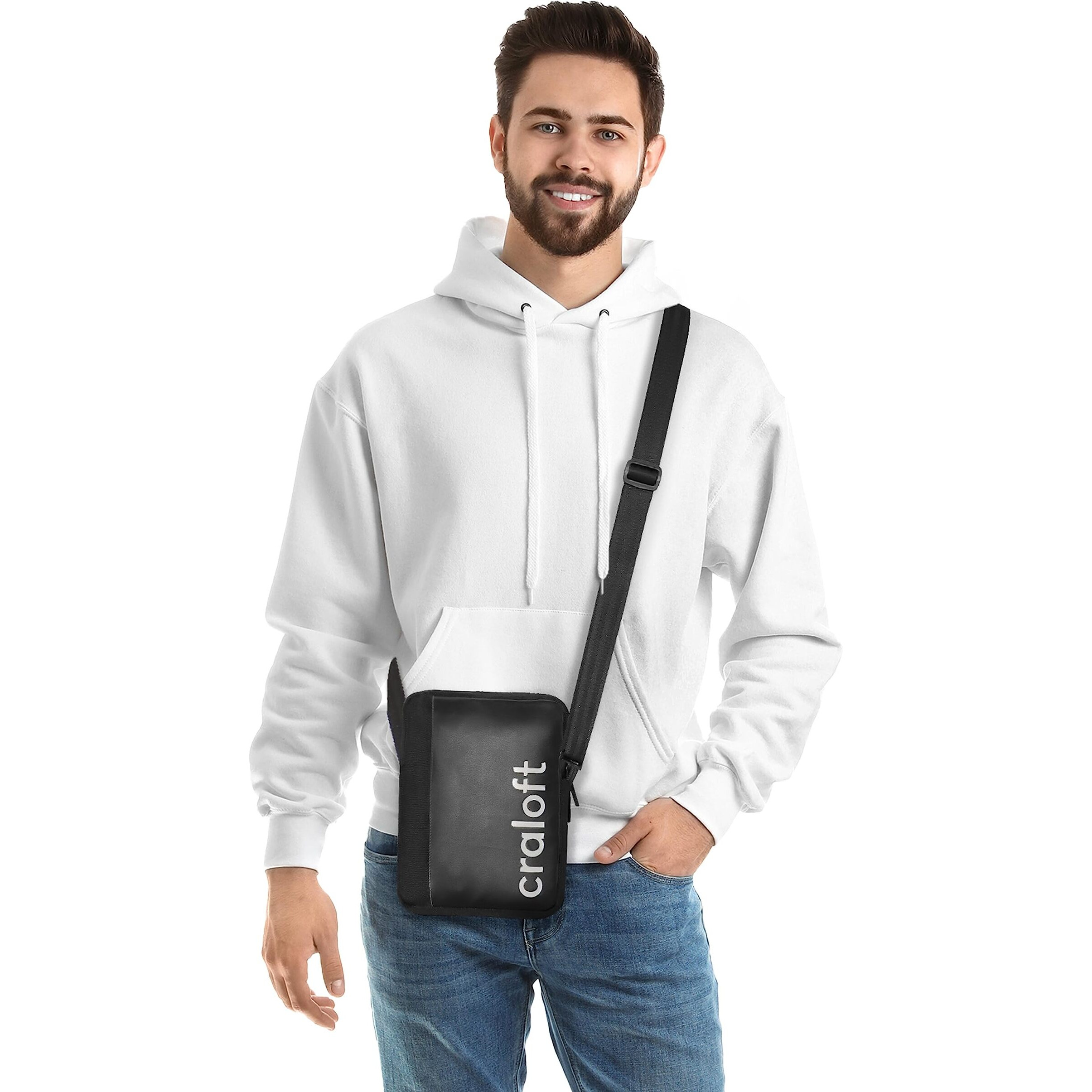 CRALOFT RexoFlex Premium Mini Sling Bag for Men and Women, Water-resistant Small Travel Passport Bags, Compact and Sturdy Crossbody Bag, Small Side Bag (S6, Black)