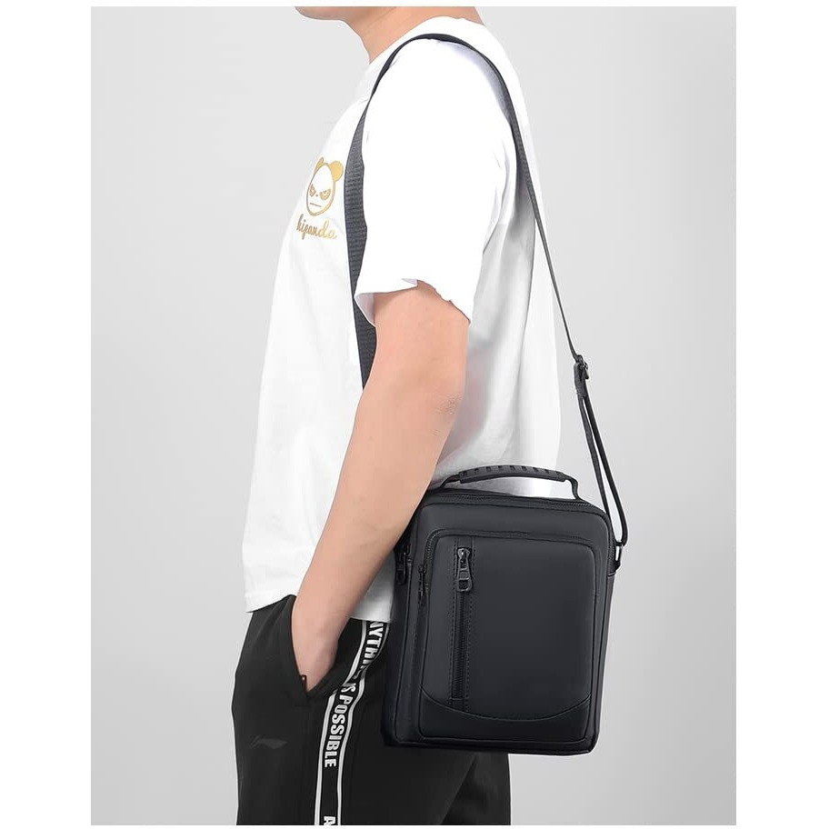 BROGBUS Handbag Sling Bag for Men Messenger Bag Crossbody Bag for Travel Office Business (Black)