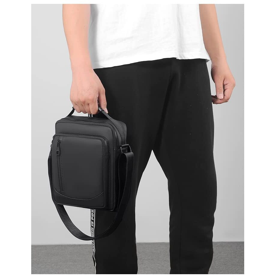 BROGBUS Handbag Sling Bag for Men Messenger Bag Crossbody Bag for Travel Office Business (Black)