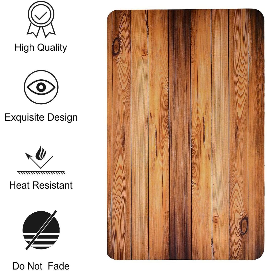 Yellow Weaves 4 Piece Wooden Style PVC Dining Table Placemats, (Color - Wood)
