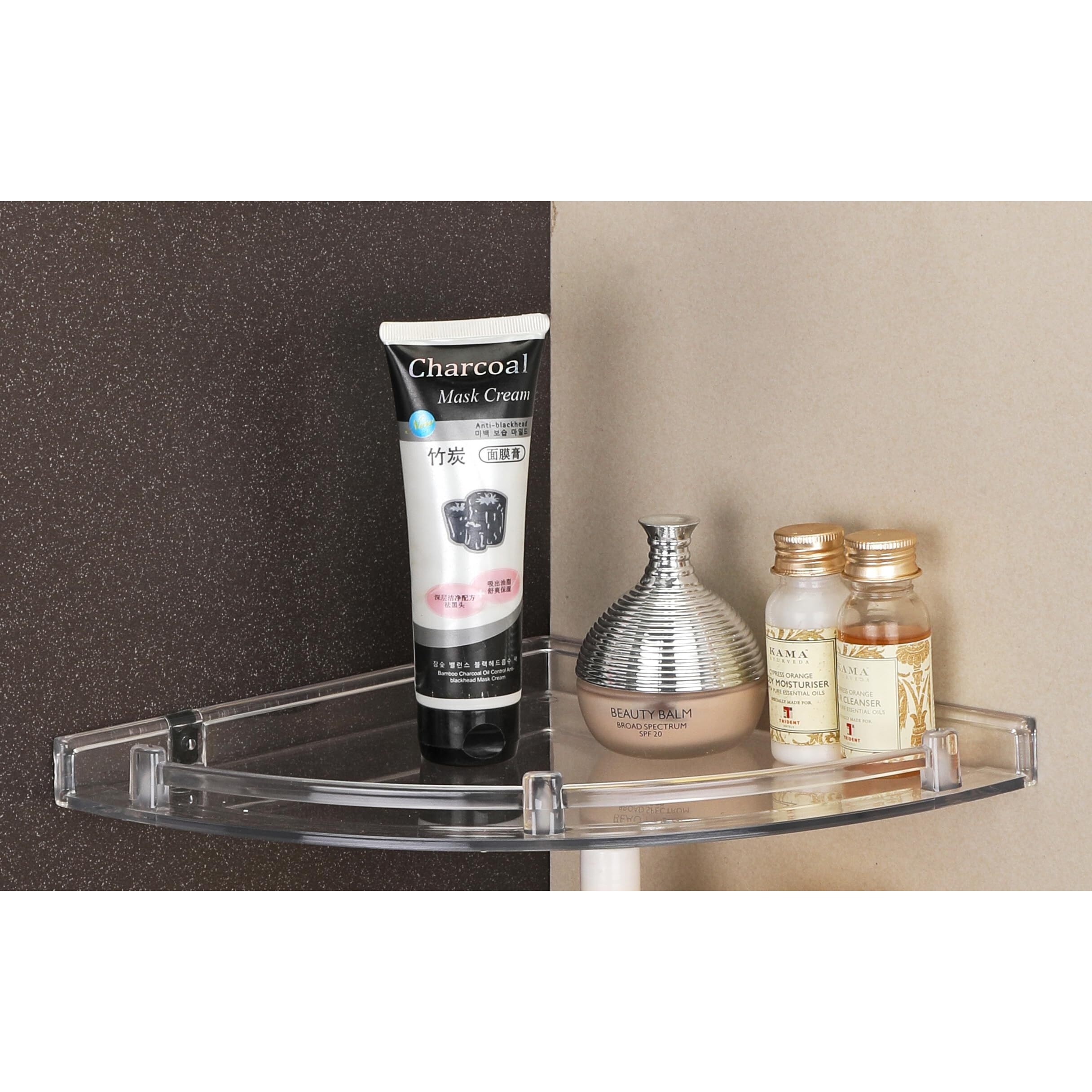 iSTAR Multipurpose Unbreakable Acrylic Bathroom Shelves Bathroom Accessories Corner Wall Shelf (Size 8 inch, 10 Inch, 12 Inch) (3 Piece Set) (Transparent)