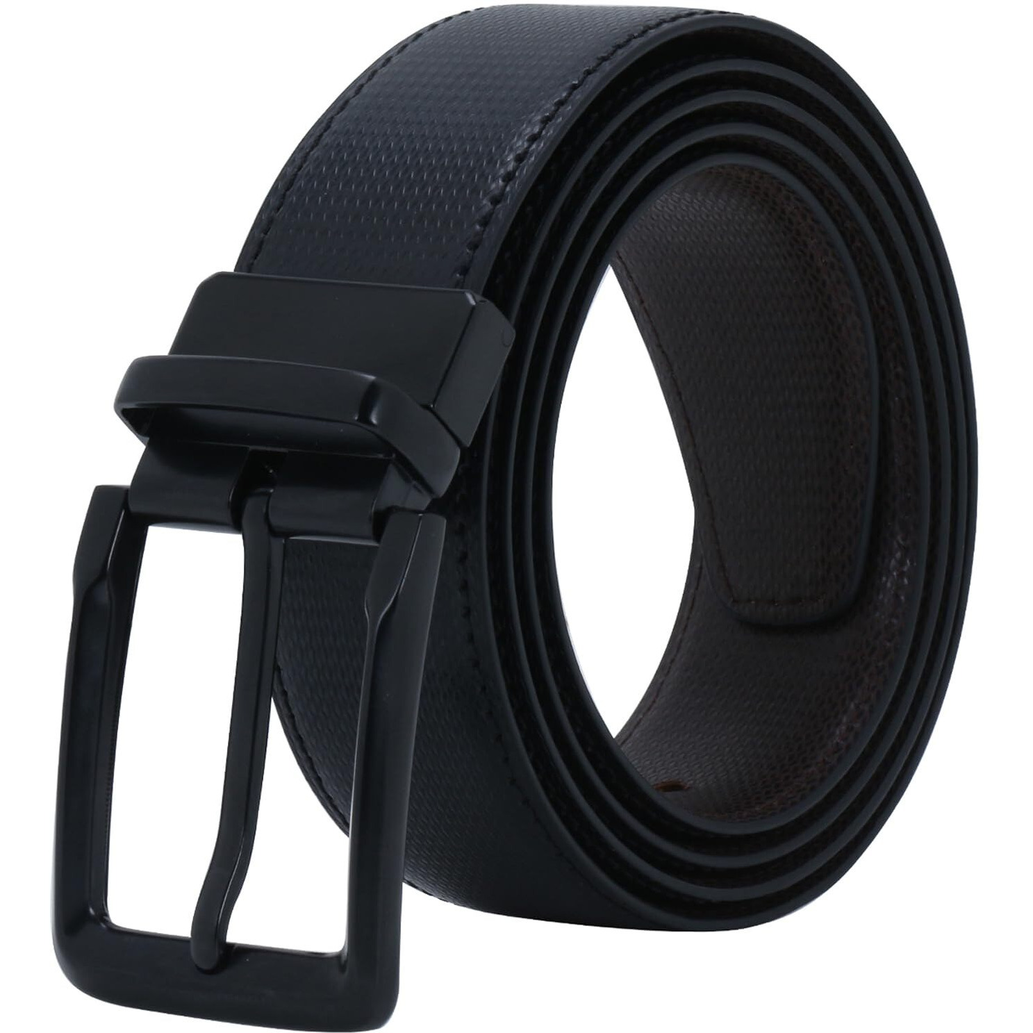 Labnoft Men s PU Leather Reversible Belt (Black, BELT-006-XL)