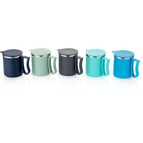 Leawall Coffee Mug with Lid Insulated Stainless Steel for Tea Milk Mug Inner Stylist Double Wall Cup for Home Office Restaurant Use Gift Pack of 1 Pic(Navy Blue)