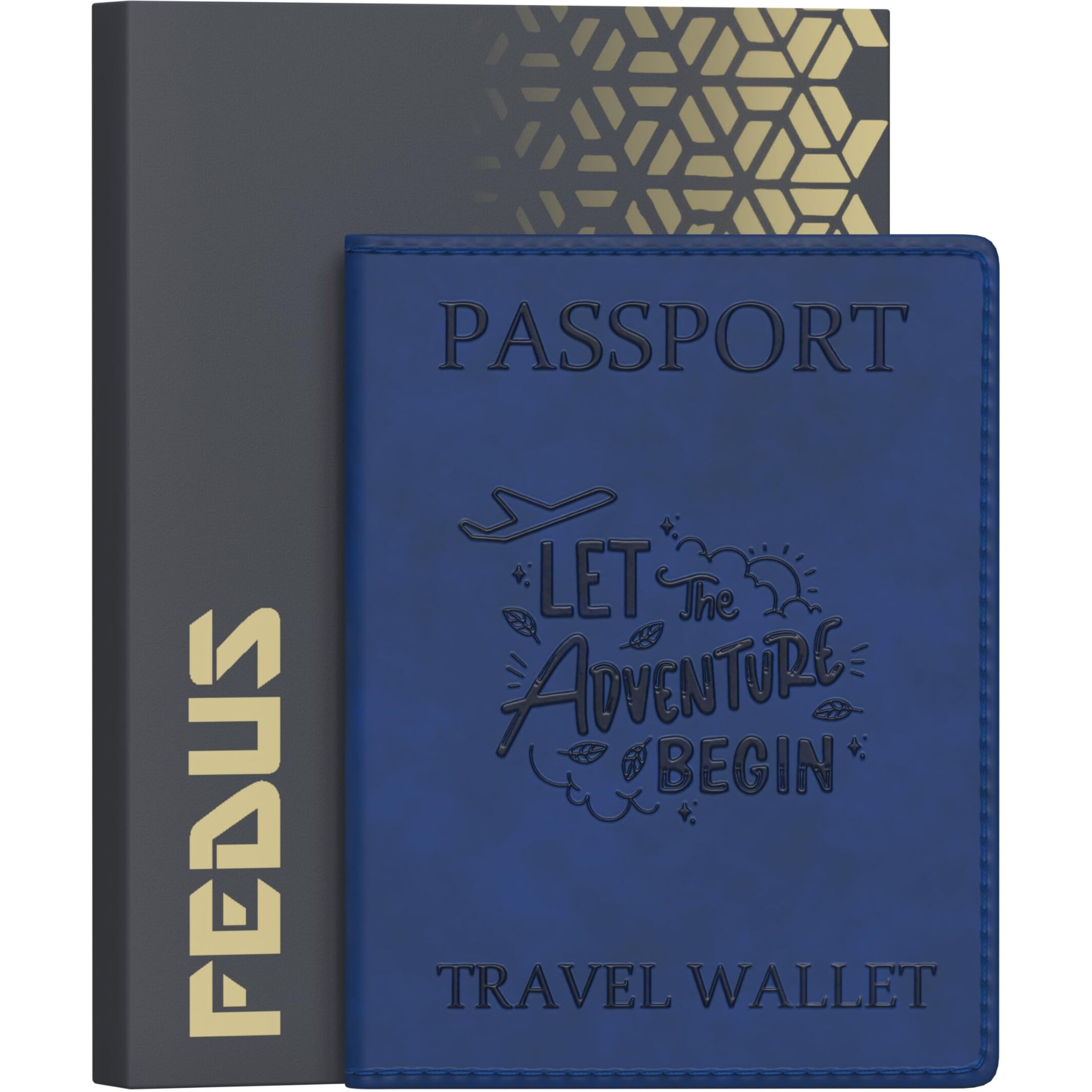 FEDUS Faux Leather Premium Passport Holder For Men And Women s Cover Case Wallet With Credit/Debit Card, Id Ticket, Currency, Boarding Pass Slots, Rfid Protected Travel Document Organiser Blue