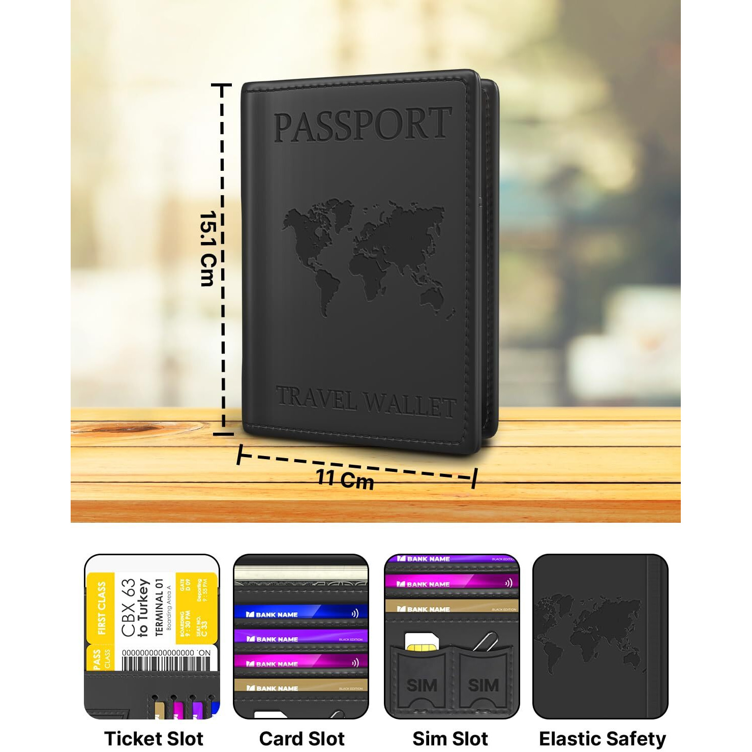 FEDUS Faux Leather Premium Passport Holder For Men And Women Passport Cover Case Wallet With Credit/Debit Card, Id Card, Rfid Protected Travel Document Accessories Organiser.
