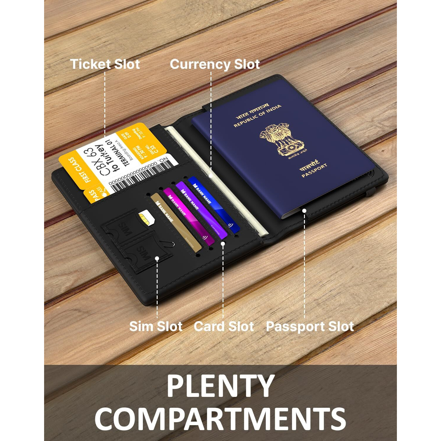 FEDUS Faux Leather Premium Passport Holder For Men And Women Passport Cover Case Wallet With Credit/Debit Card, Id Card, Rfid Protected Travel Document Accessories Organiser.