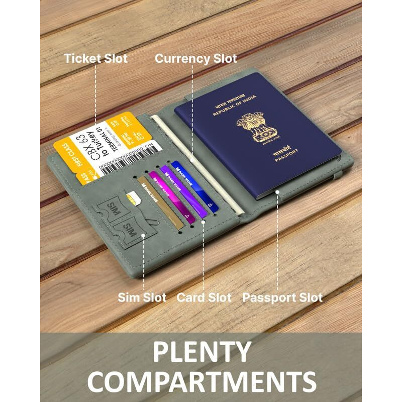 FEDUS Faux Leather Premium Passport Holder For Men And Women Passport Cover Case Wallet With Credit/Debit Card, Id Card, Rfid Protected Travel Document Accessories Organiser.