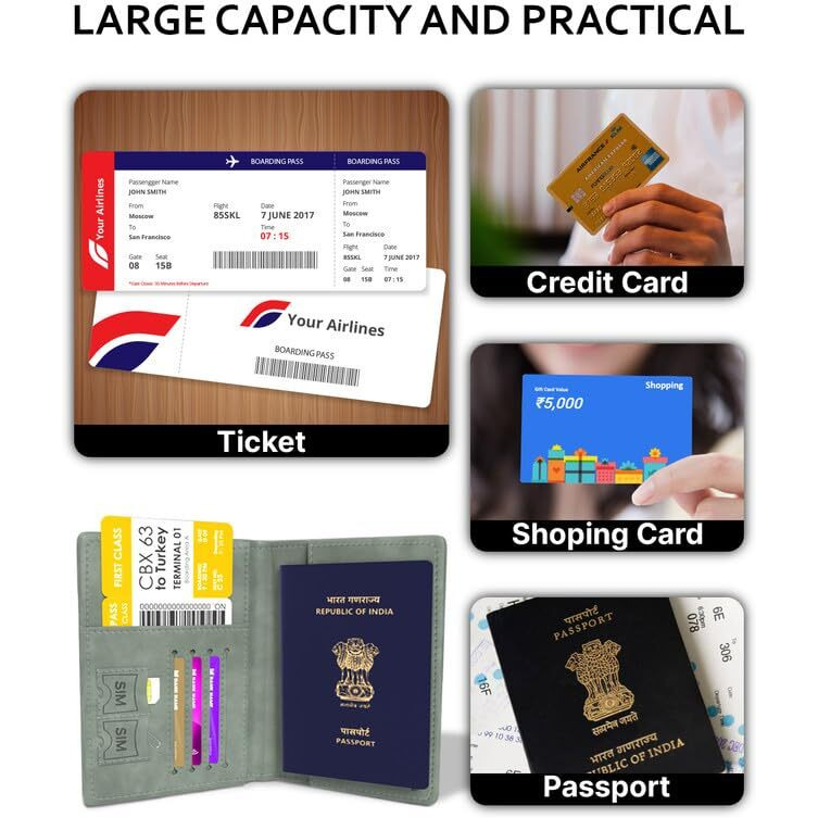 FEDUS Faux Leather Premium Passport Holder For Men And Women Passport Cover Case Wallet With Credit/Debit Card, Id Card, Rfid Protected Travel Document Accessories Organiser.