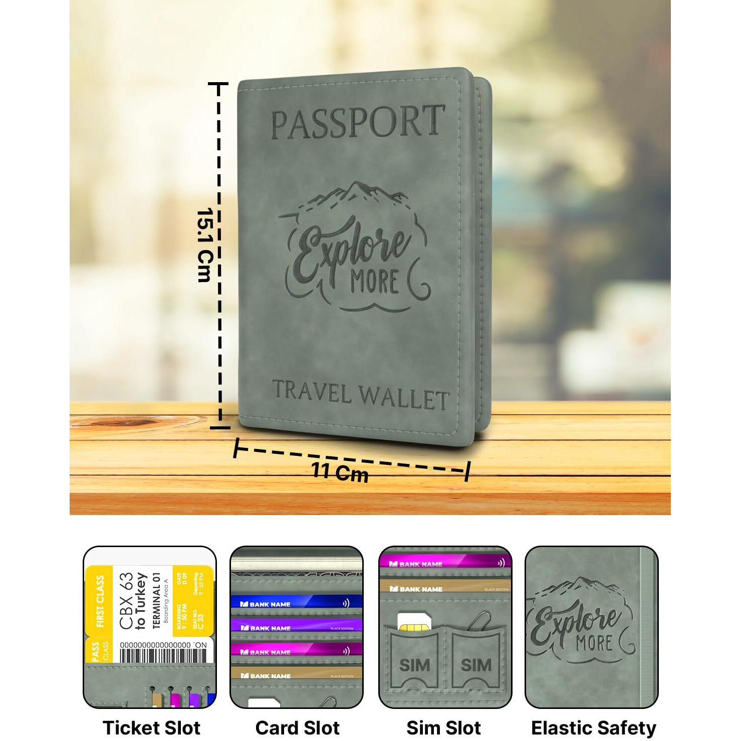 FEDUS Faux Leather Passport Holder For Men And Women s Passport Cover Case Wallet Credit/Debit Card, Id Card, Ticket, Currency, Boarding Pass Slots, Document Accessories Organiser.