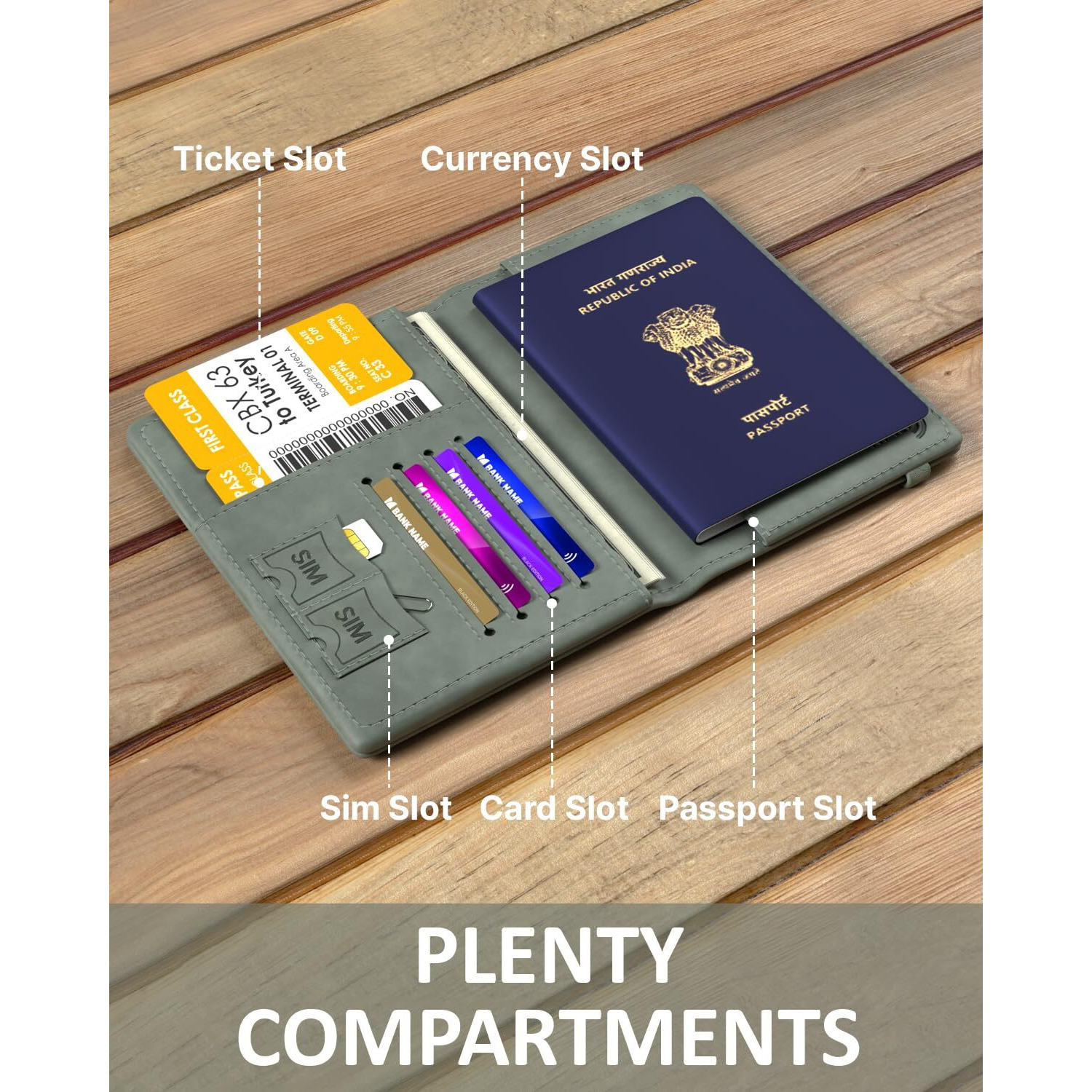 FEDUS Faux Leather Passport Holder For Men And Women s Passport Cover Case Wallet Credit/Debit Card, Id Card, Ticket, Currency, Boarding Pass Slots, Document Accessories Organiser.