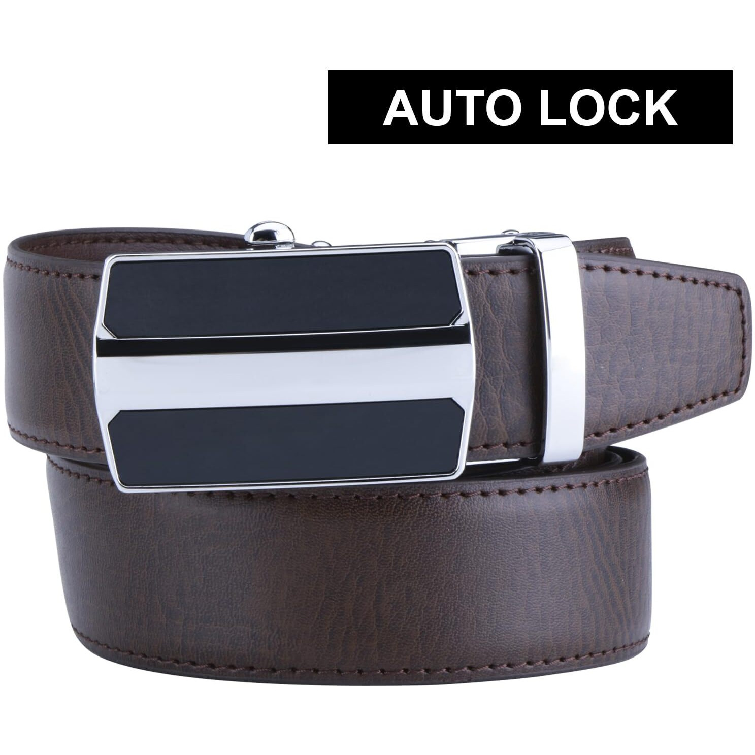 Labnoft Men s Auto Lock PU Leather Belt (BELT-035-CH-Brown, Brown)