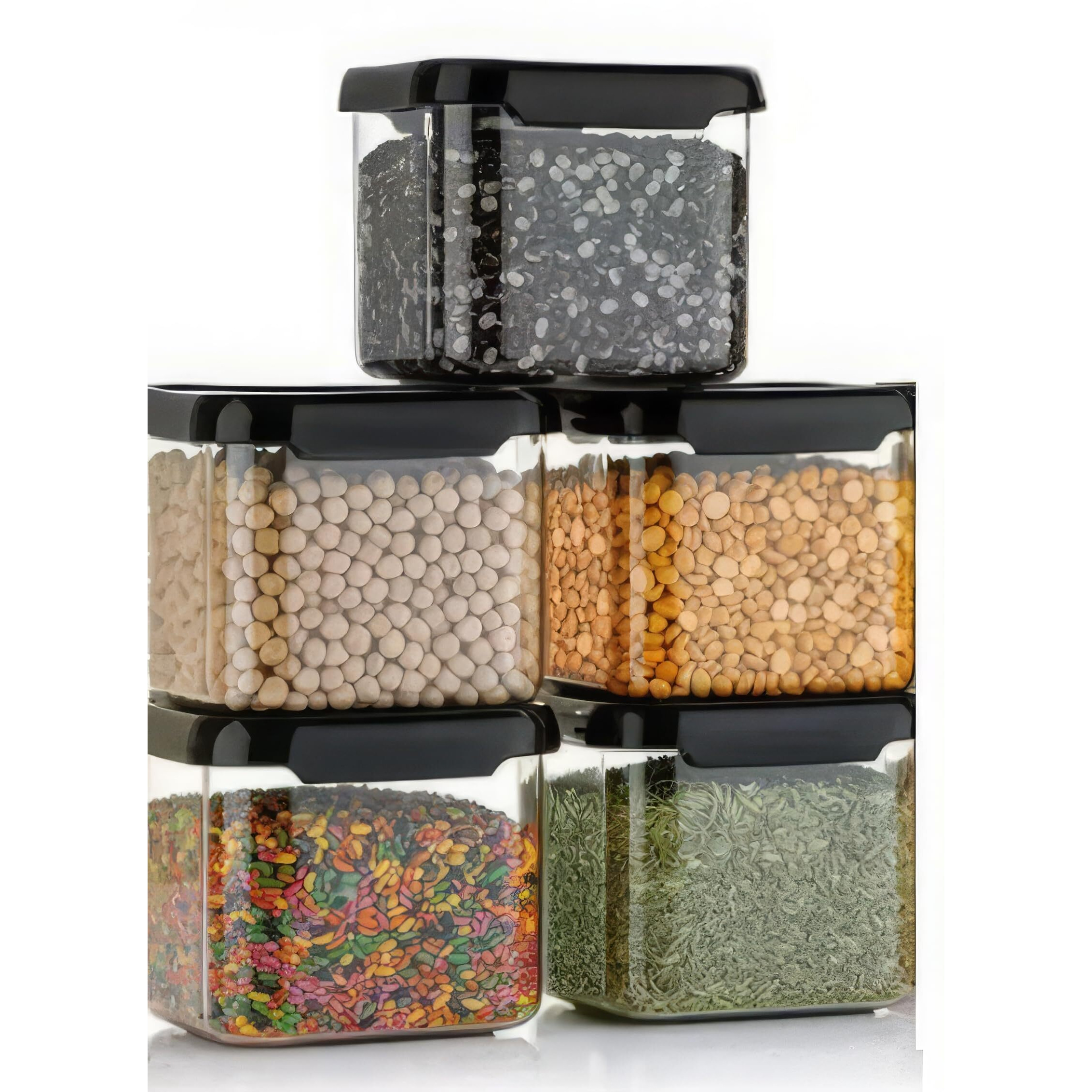 MATIC HOUSEWARE Plastic 500Ml Airtight Containers Set For Kitchen Storage And Containers Storage Box For Pantry Organization And Kitchen Storage,Kitchen Accessories Items(Set Of 12) Black