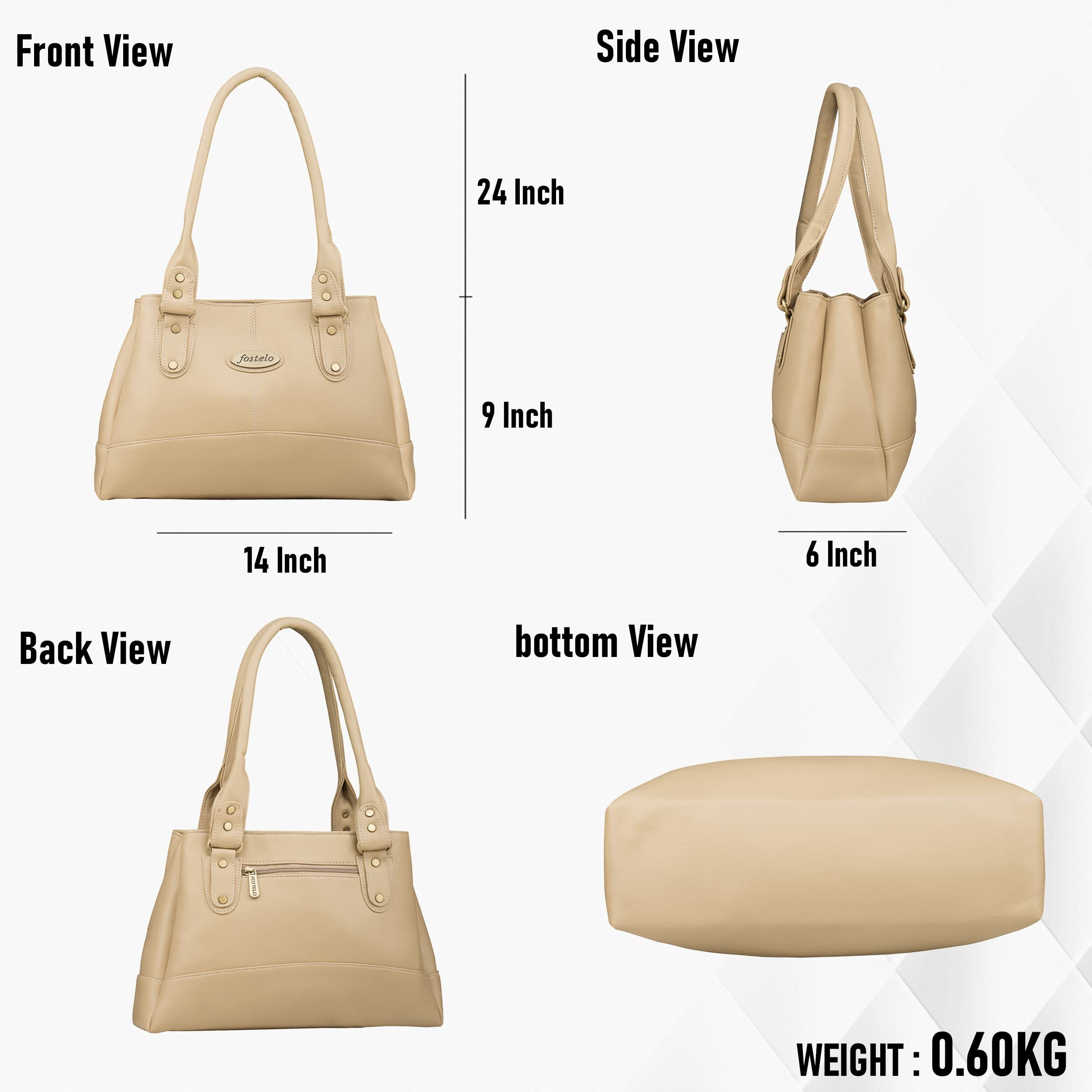 Fostelo Women s Vegan Leather Birdie Handbags Shoulder Hobo Bag Ladies Purse (Light Cream) (Large)