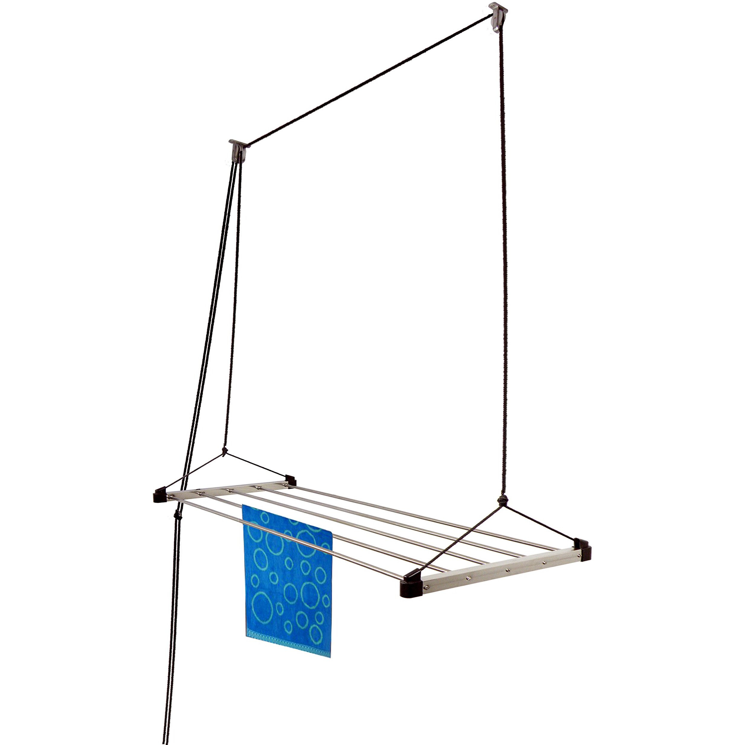 Rainbow Drywell Economy Heavy Duty Stainless Steel (5 Pipe x 3 Feet) with UV Protected Nylon Rope Ceiling Cloth Dryer | Cloth Drying Stand for Balcony | Clothes Stand for Drying
