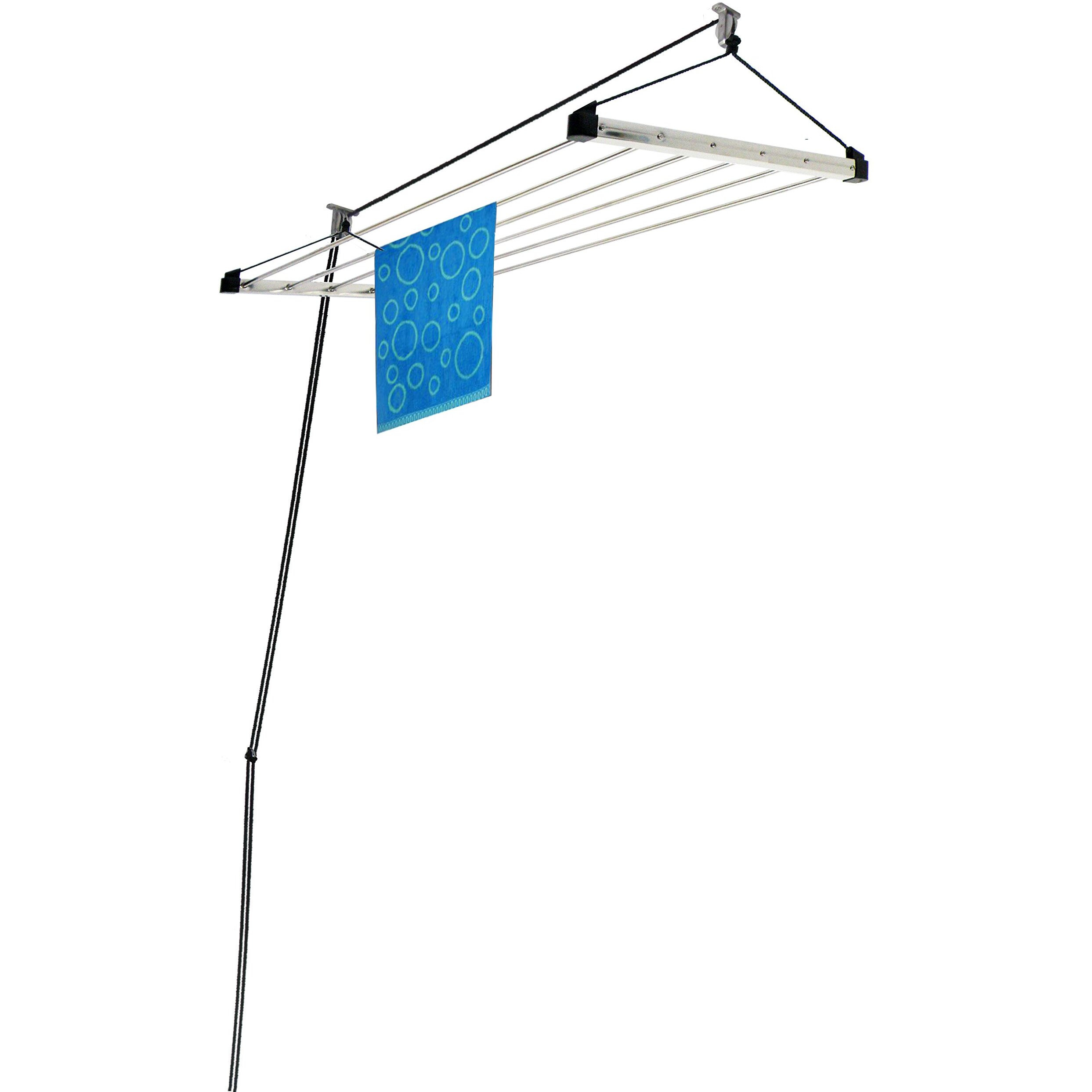 Rainbow Drywell Economy Heavy Duty Stainless Steel (6 Pipe x 6 Feet) with UV Protected Nylon Rope Ceiling Cloth Dryer | Cloth Drying Stand for Balcony | Clothes Stand for Drying
