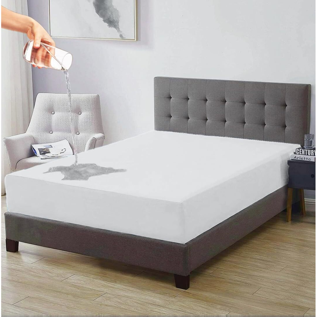 Trance Home Linen Premium 220 GSM+ 72  x 84  Cotton Terry Waterproof Mattress Protector | Elasticated Fitted Style Non-Toxic Bed Protector | Mattresses Cover (72x84 inch | 6x7 feet, White)