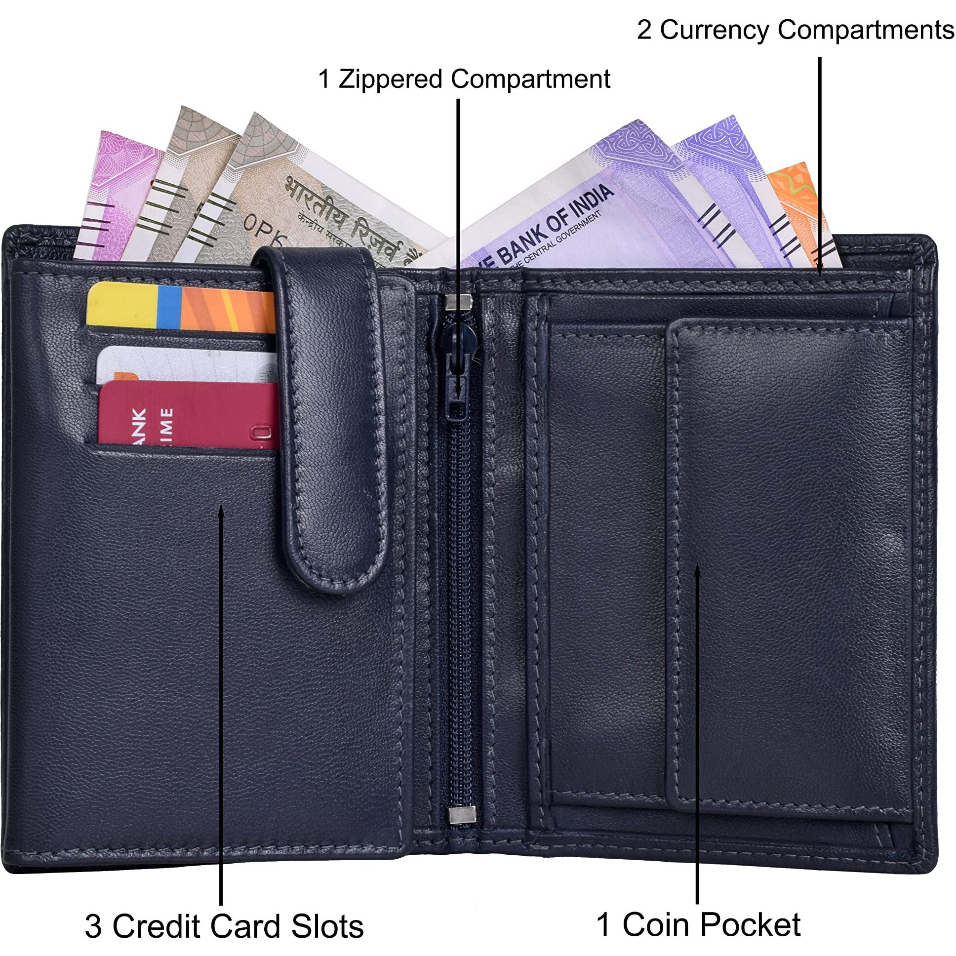 URBAN FOREST Toronto Dark Blue Mens Leather Wallet