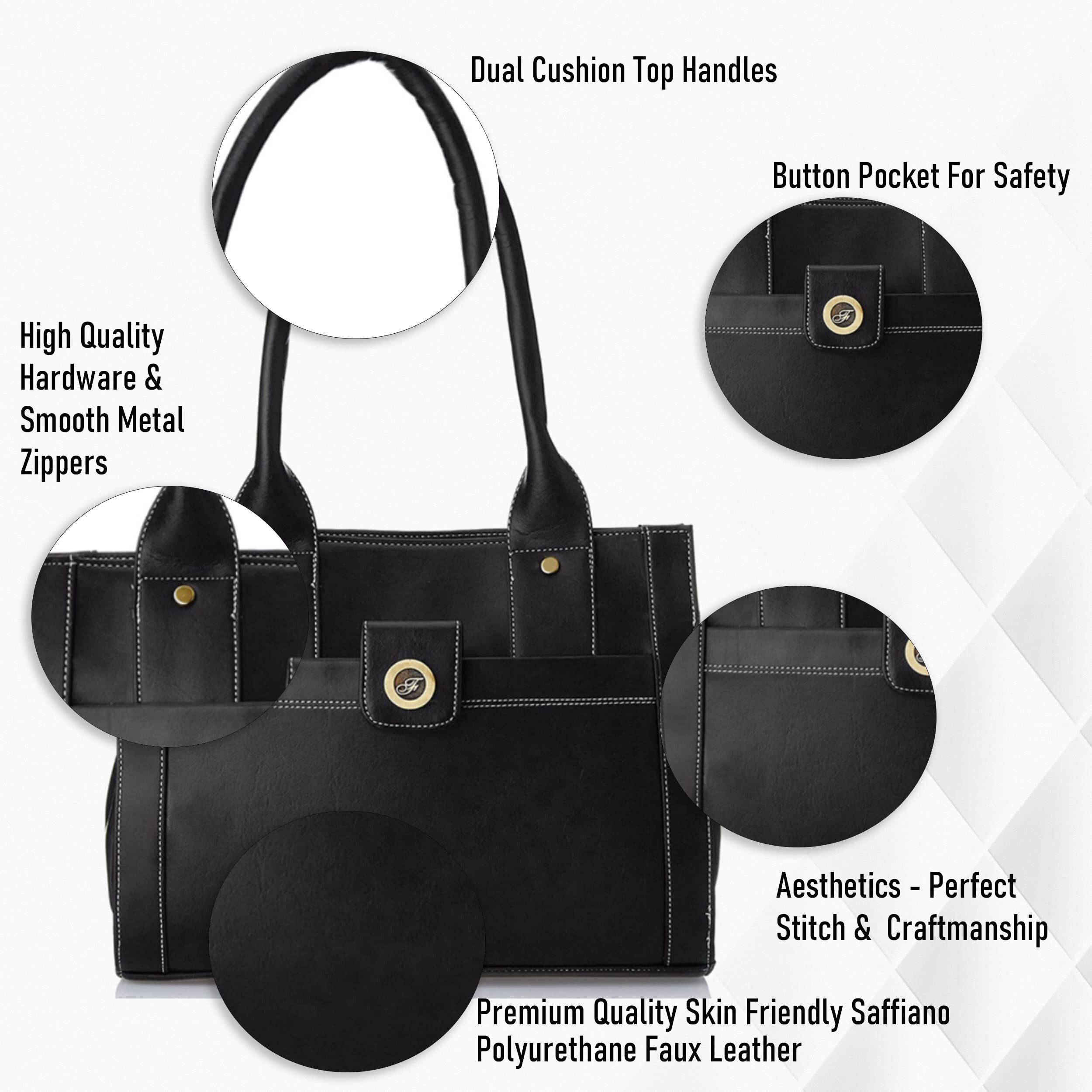 Fostelo Women s Vegan Leather Ocean Side Handbags Shoulder Hobo Bag Ladies Purse (Black) (Large)