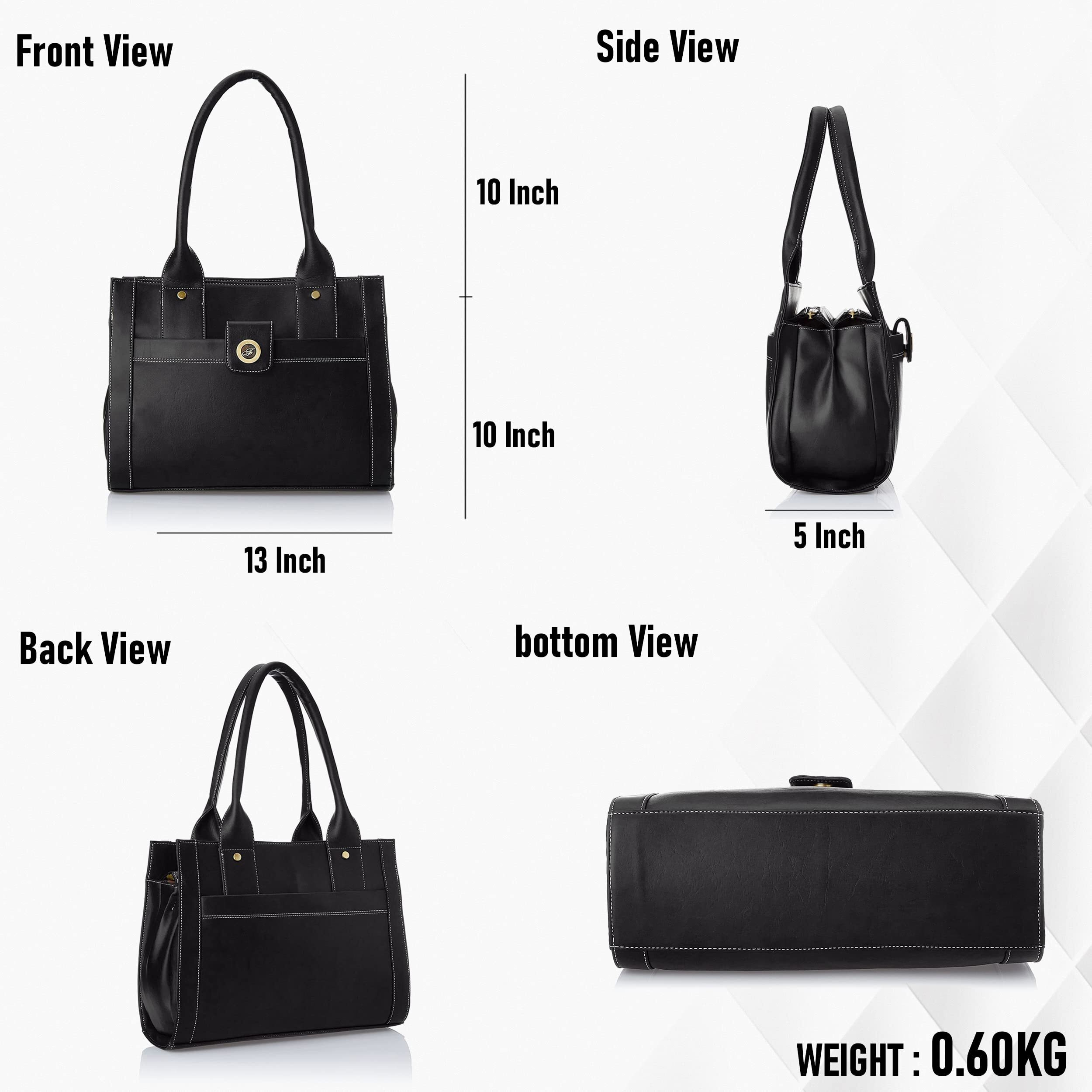 Fostelo Women s Vegan Leather Ocean Side Handbags Shoulder Hobo Bag Ladies Purse (Black) (Large)