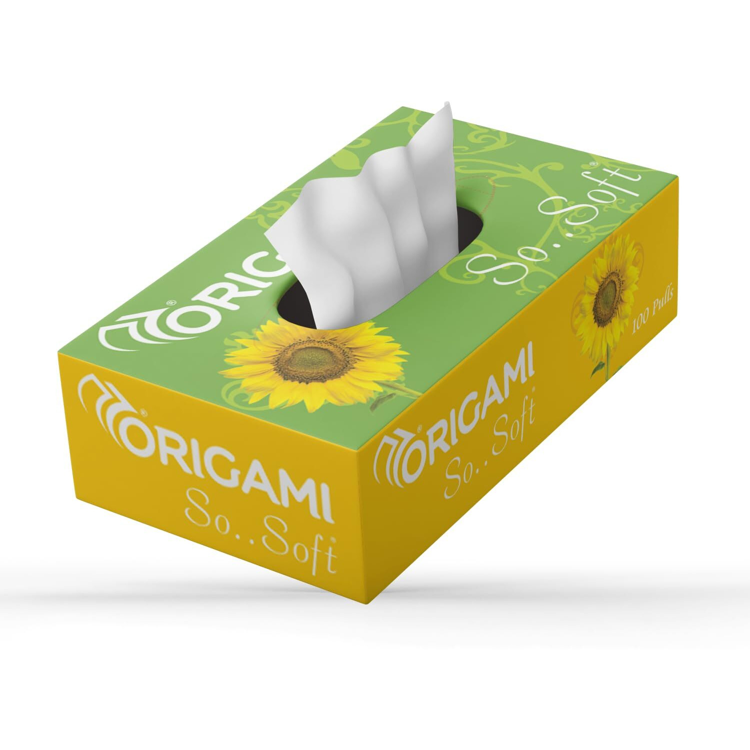 Origami 2 Ply Facial Tissue Box | Car Tissue - Pack of 6 (100 Pulls Per Box, 600 Sheets)