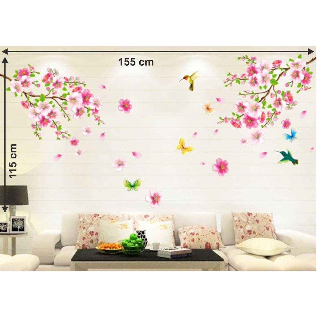 Decals Design  Flowers Branch  Wall Sticker (PVC Vinyl, 60 cm x 90 cm),Multicolor