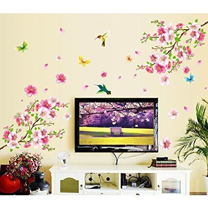 Decals Design  Flowers Branch  Wall Sticker (PVC Vinyl, 60 cm x 90 cm),Multicolor