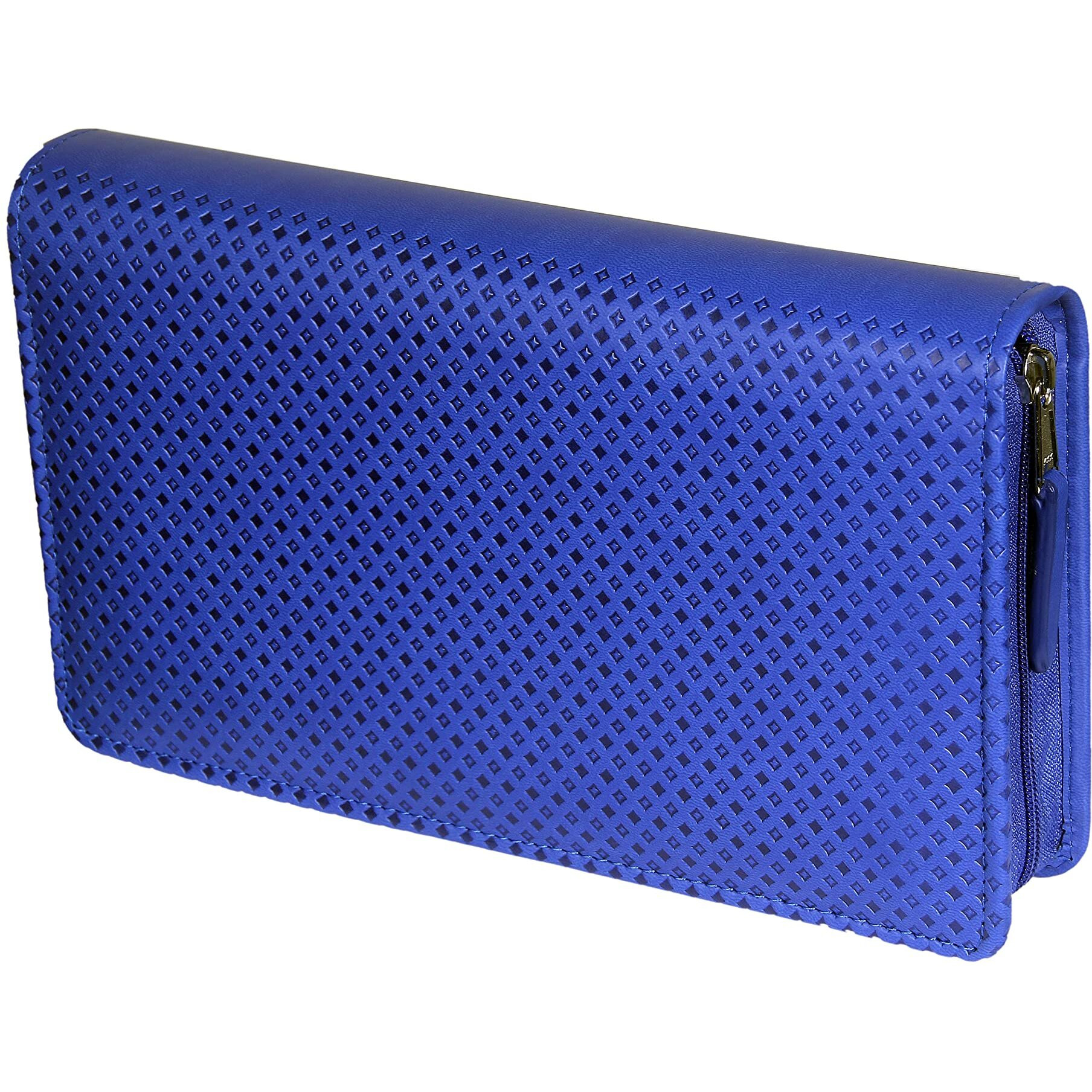Sukeshcraft Multiple Cheque Book Holder | Original PU Holds Upto 8 Cheque Books, Locker Key Hook, 2 Photo Slots, 1 Pin-Sim Slot, 13 Credit/Debit Card Slots with Matching Zipper (PU -Sky Blue)