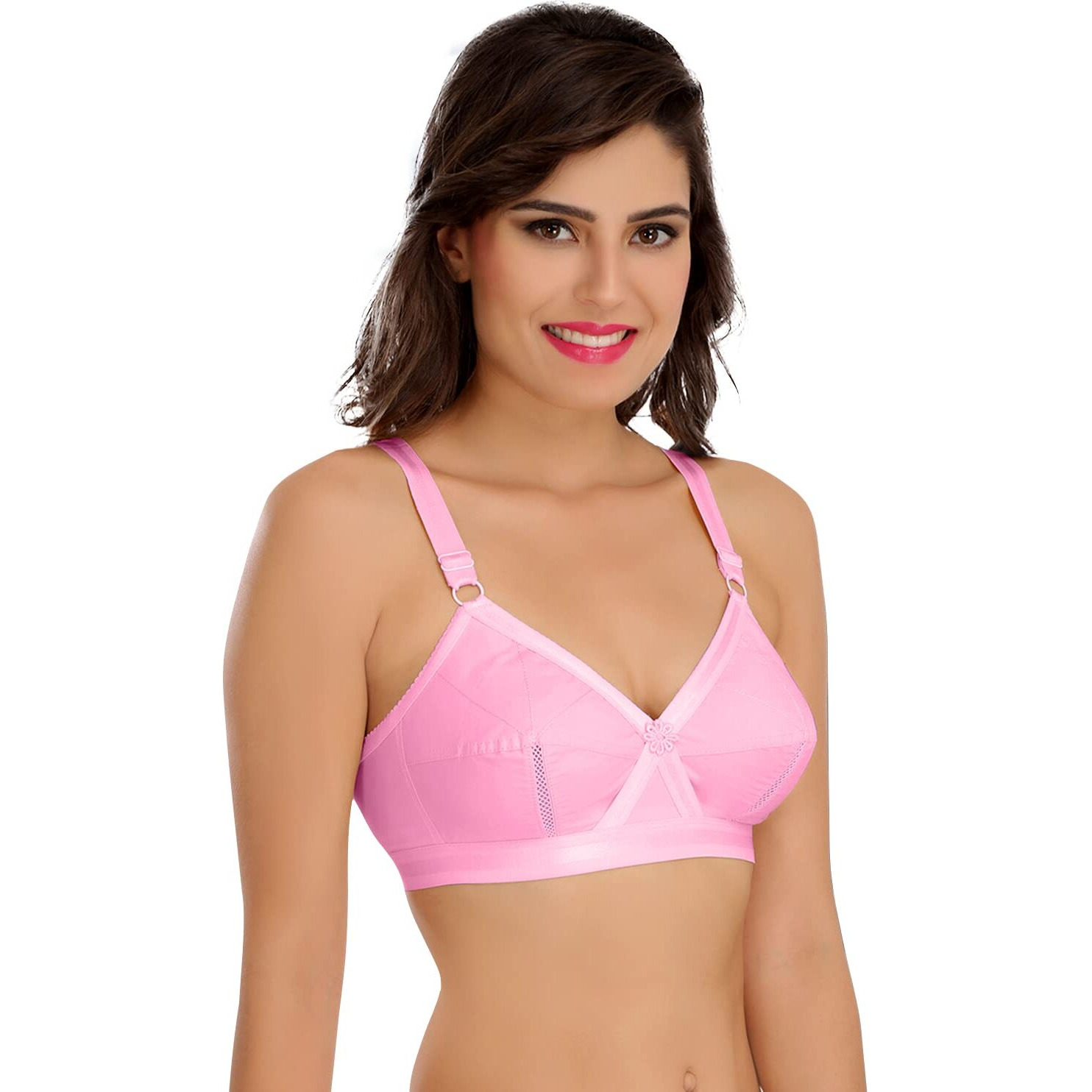 SONA Women s Perfecto Cotton Full Coverage Non-Padded Wirefree Everyday Bra - Anti Bacterial - Side Support Shaper (Pack of 1_Pink_117B)