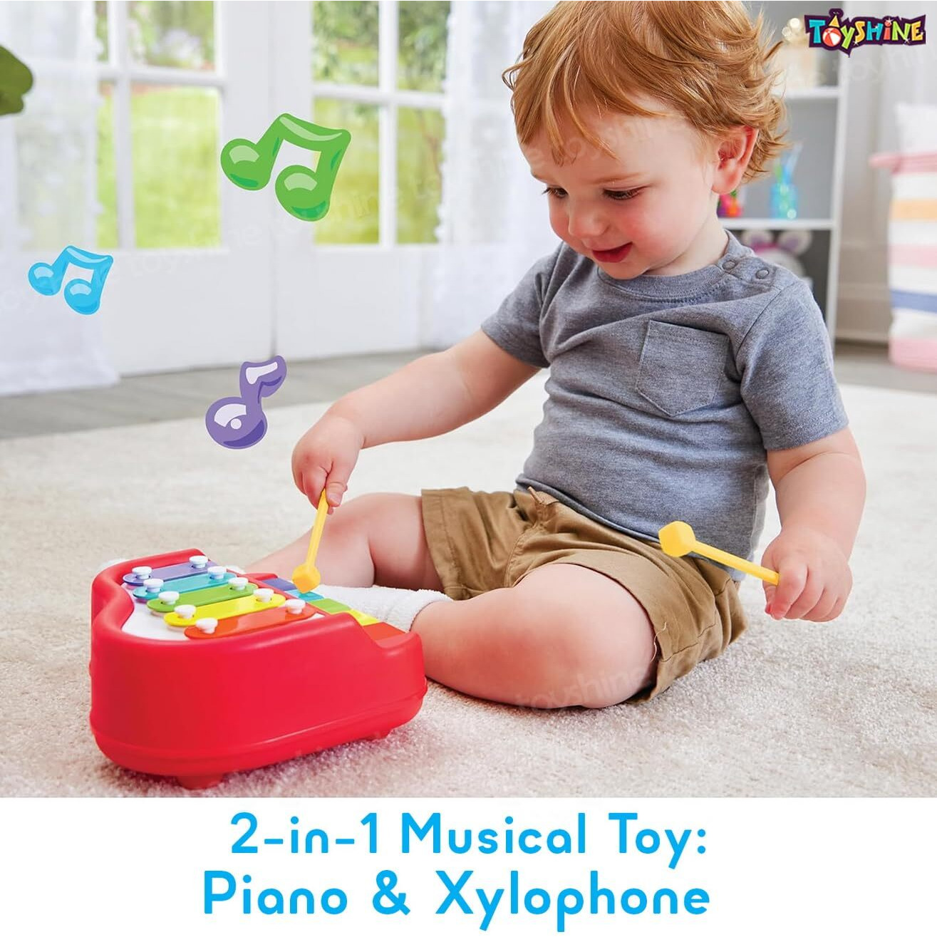 Toyshine Musical Xylophone and Mini Piano, Non Toxic, Non-Battery, Assorted Color
